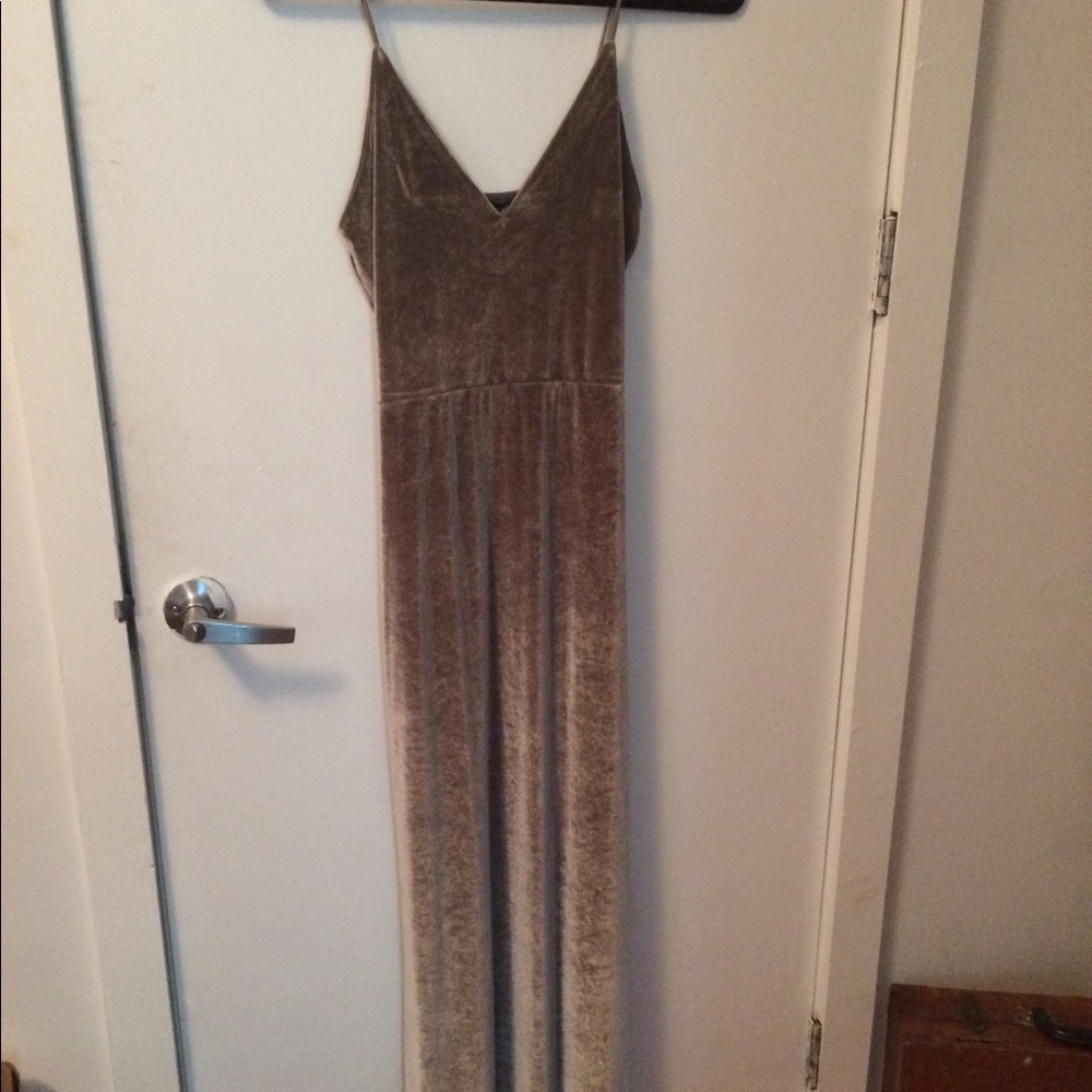 Grey Velvet Maxi with thigh high slit